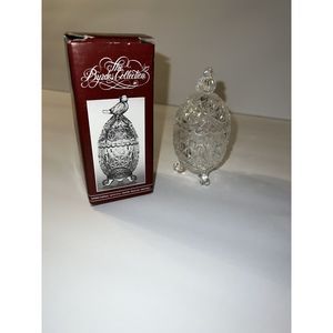 1985 Hofbauer Crystal Byrdes Collection Mini 2 pc Egg Shaped Trinket Box w/Feet